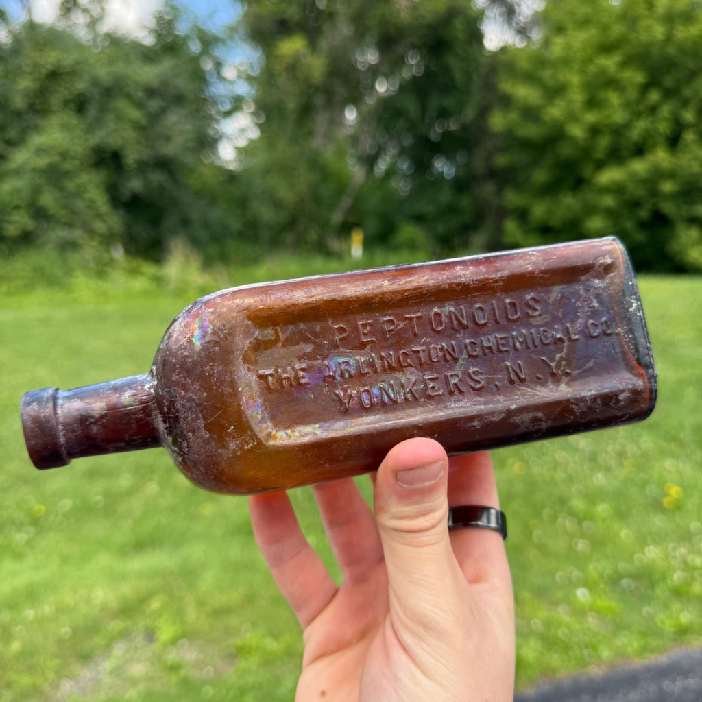 Large 1900s Antique Peptonoids Medicine Bottle. Yonkers N. Y. Arlington Chemical Co.