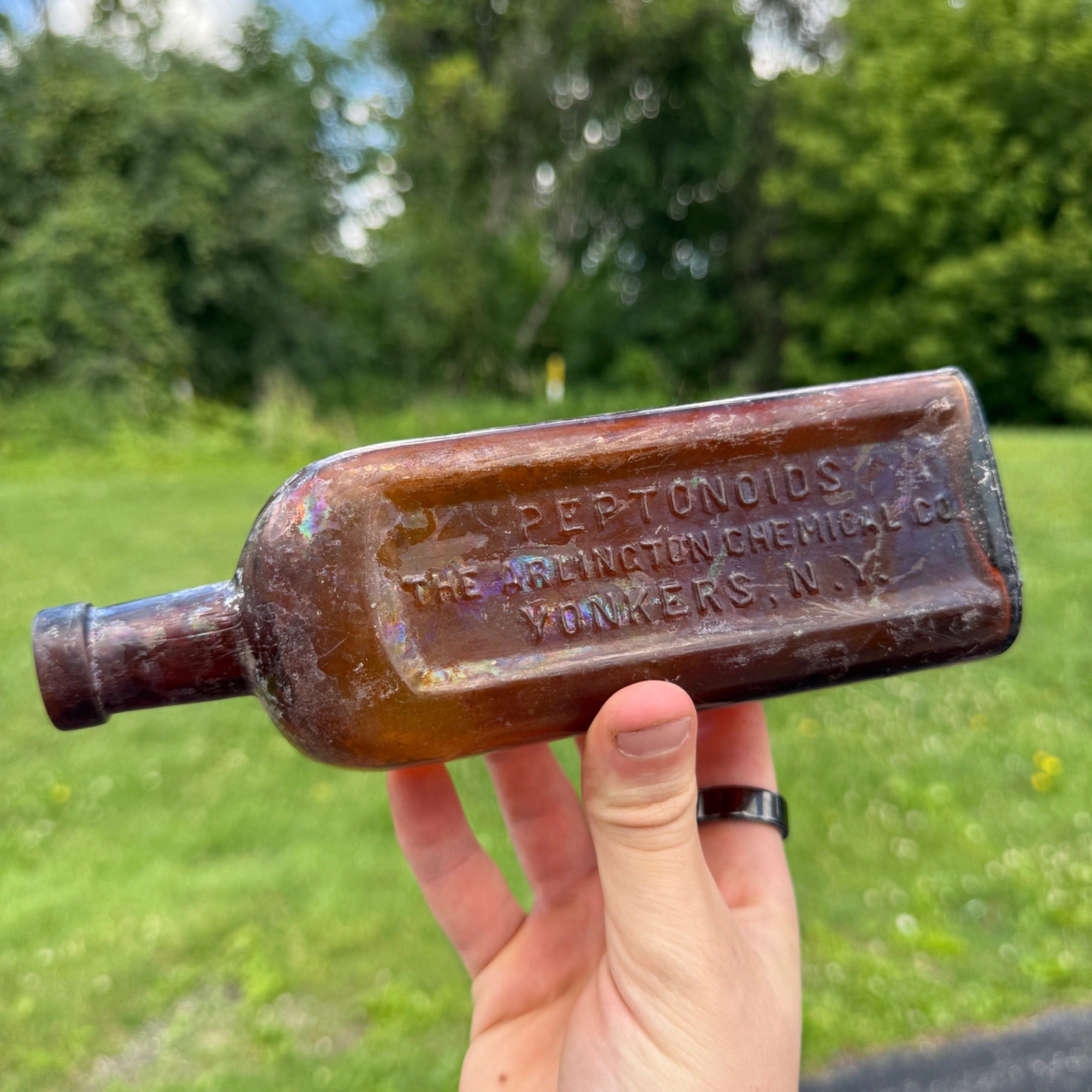 Large 1900s Antique Peptonoids Medicine Bottle. Yonkers N. Y. Arlington Chemical Co.