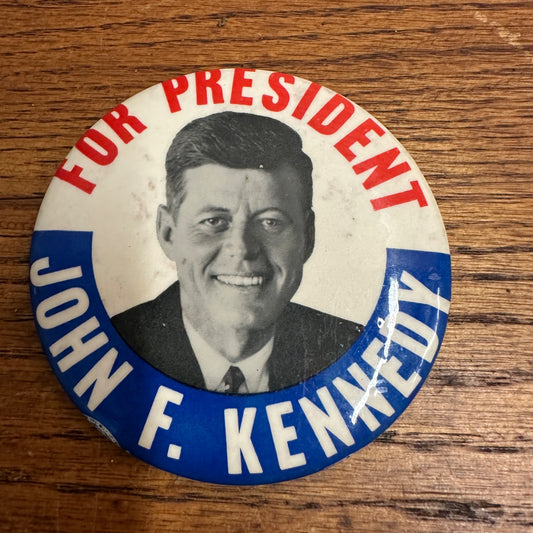 Original 1960 John F. Kennedy For President Campaign 3.5" Button Pin Pinback