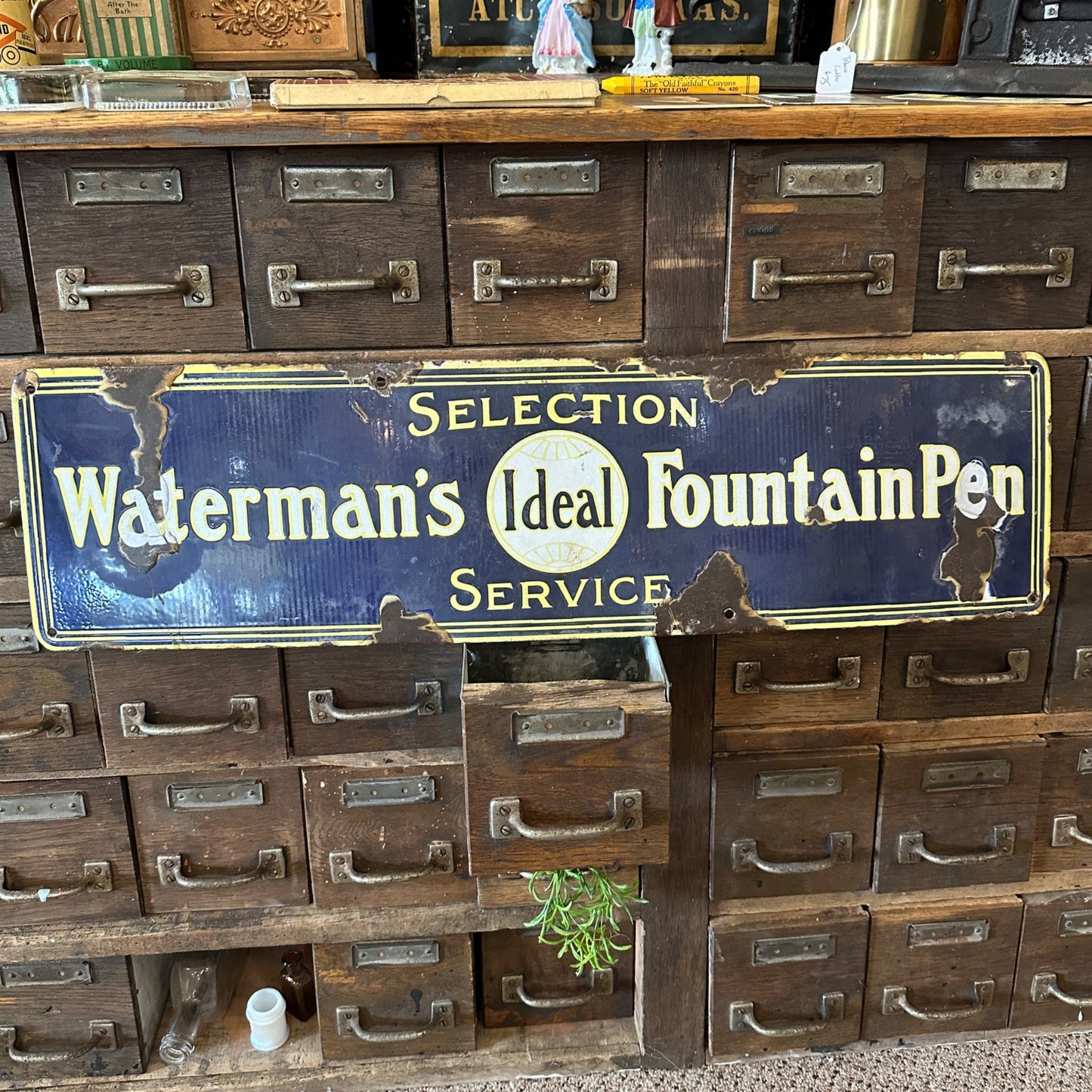 Vintage Waterman’s Fountain Pen Porcelain Advertising Sign