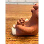 Vintage Southwestern Red Clay Mudhead Pottery Storyteller Mother With Infant Figure