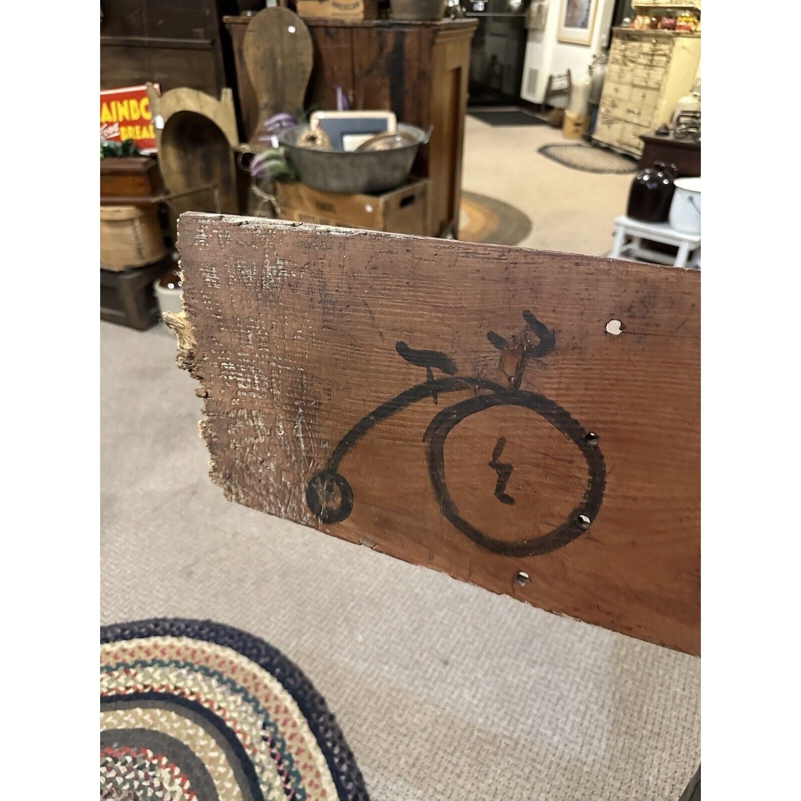 Vintage 1950s Joey's After School Bicycle Repairs Wooden Trade Advertising Sign