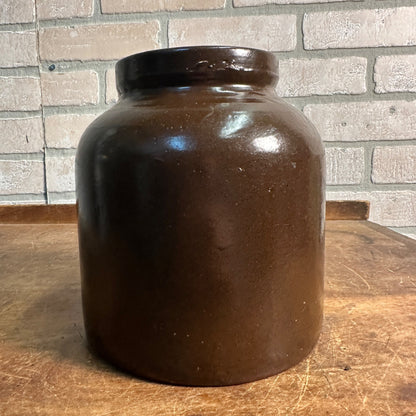 Antique Red Wing Brown Stoneware Preserve Jar Crock - Bottom Signed - Farmhouse Decor