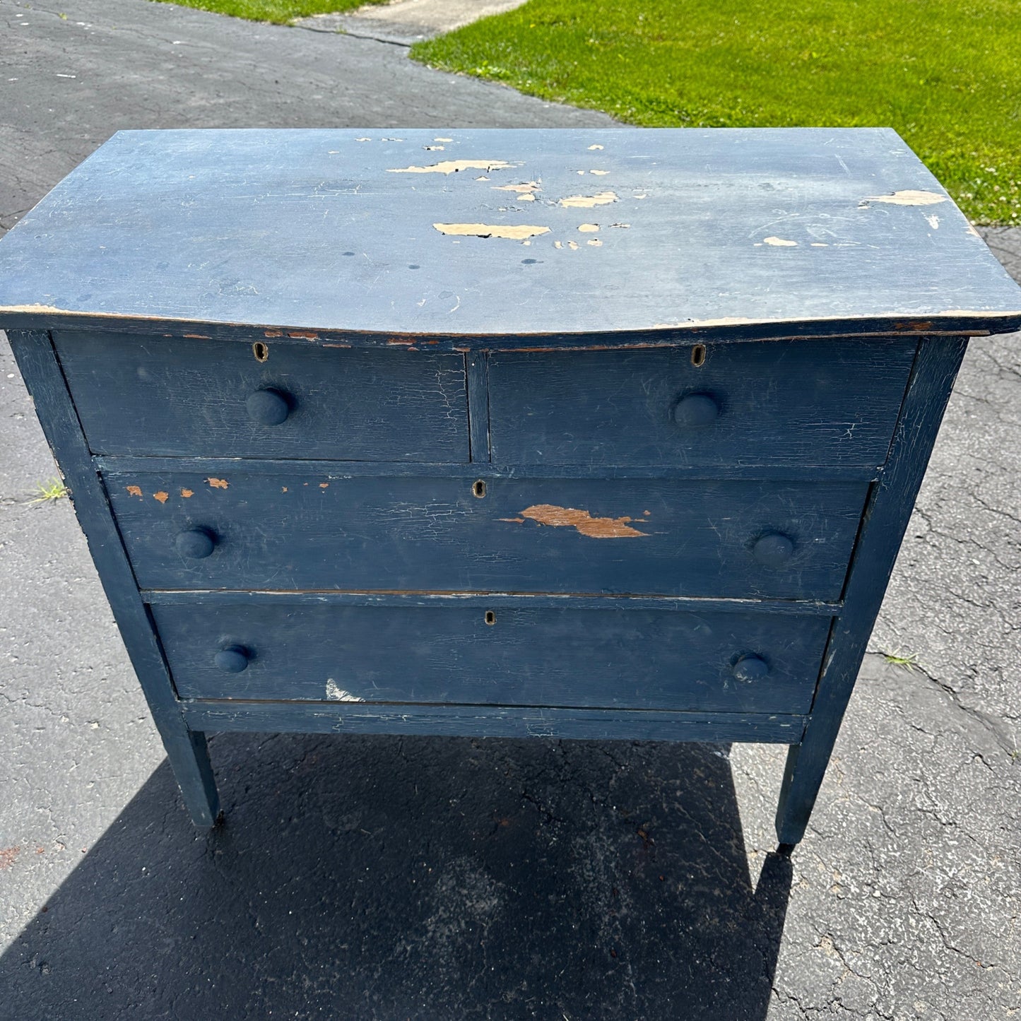 Antique Vintage Dresser Farmhouse Rustic Chippy Shabby Blue Paint