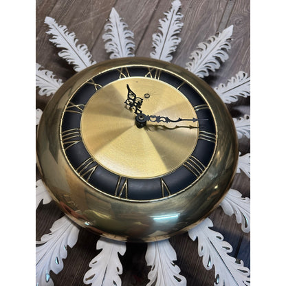 Vintage Mid Century Modern MCM Atomic J&M Retro Wall Clock Starbust Feathers