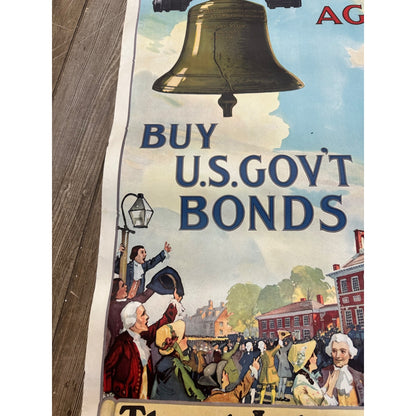 ORIGINAL 1918 WW1 POSTER "RING IT AGAIN, BUY U.S. GOVT. BONDS" LIBERTY BELL