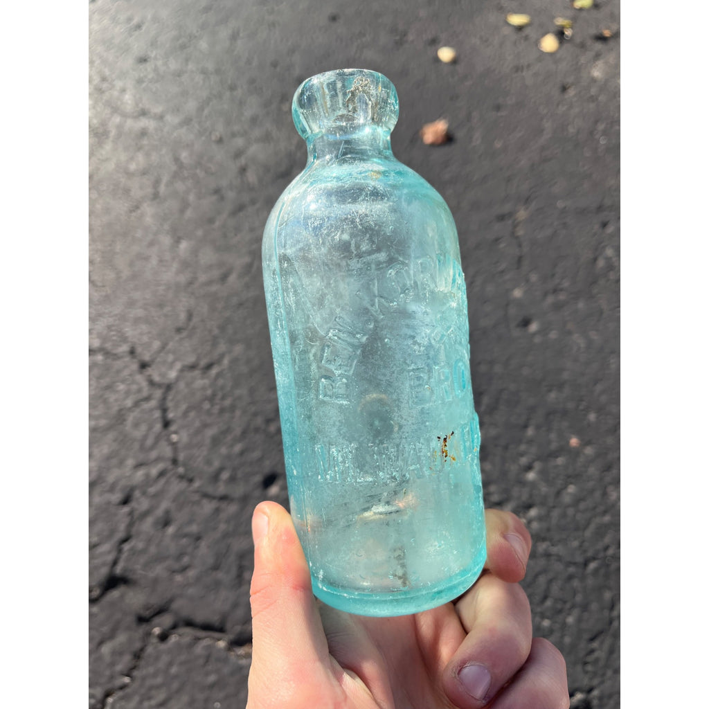 Ben Kornburger & Bro c1890s Milwaukee Wis Blue Soda Beer Bottle Blob Hutchinson