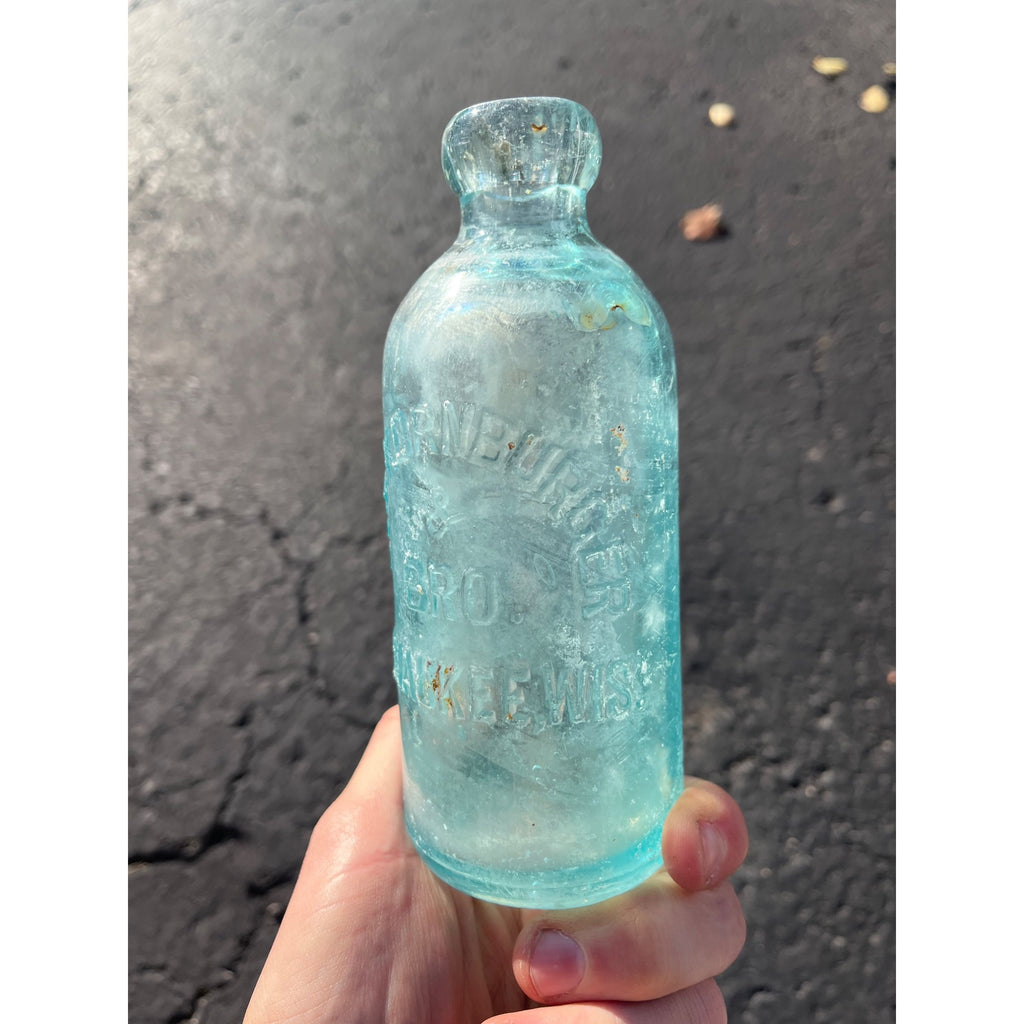 Ben Kornburger & Bro c1890s Milwaukee Wis Blue Soda Beer Bottle Blob Hutchinson