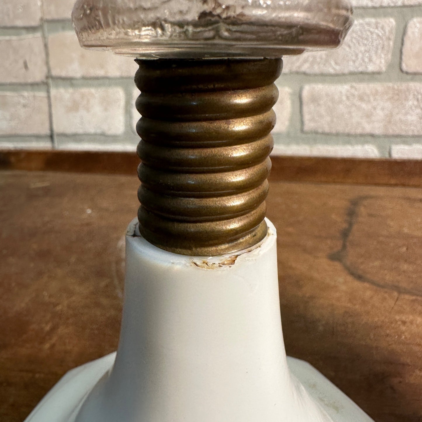 Antique EAPG Civil War Era Oil Lamp 12" Pedestal Milk Glass Base