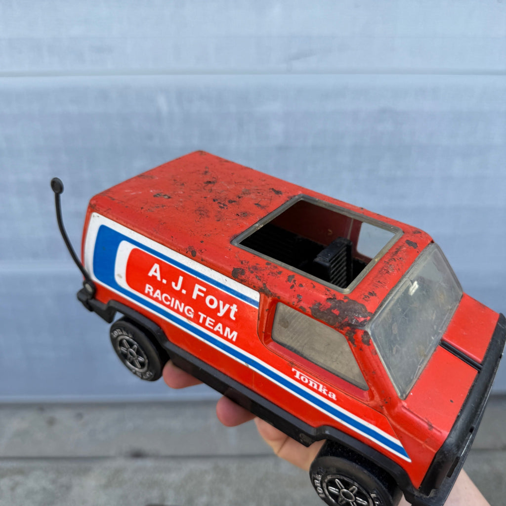 Vintage 1980s A.J Foyt Racing Team Tonka Metal Truck Pressed Steel & Plastic