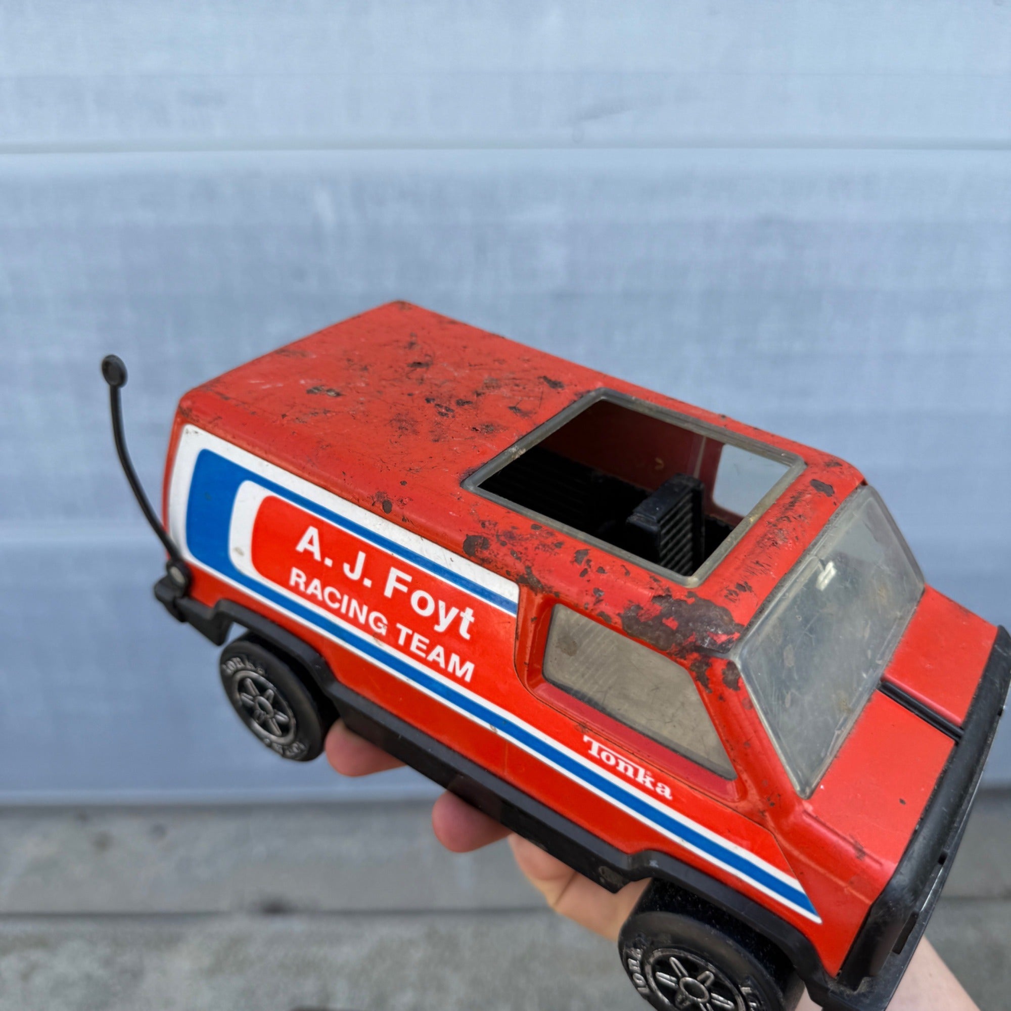 Vintage 1980s A.J Foyt Racing Team Tonka Metal Truck Pressed Steel & Plastic
