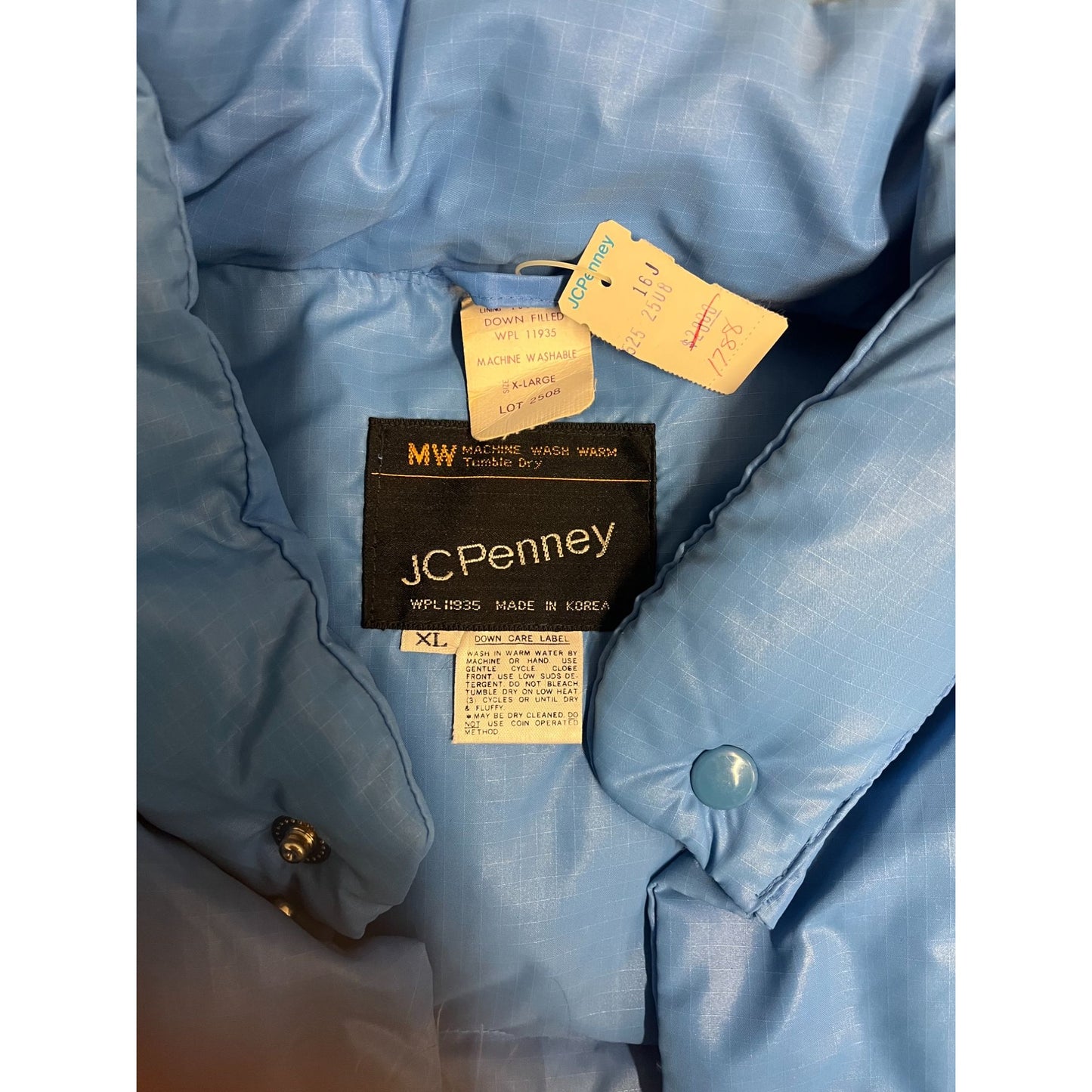 DEADSTOCK Vintage 80s JC Penney Light Blue Puffer Vest Size Xl NOS NWT