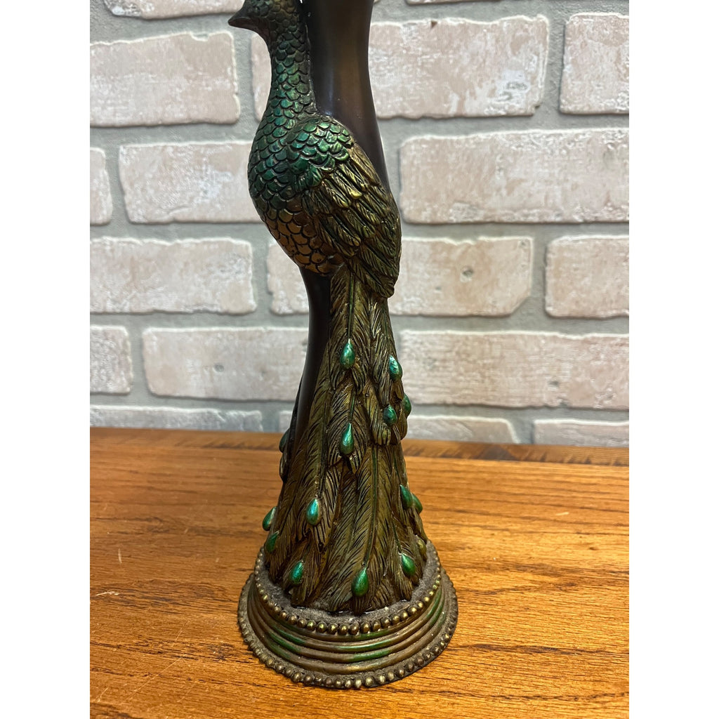Vintage Mid-Century MCM Peacock Table Candle Holder Single 11.75"