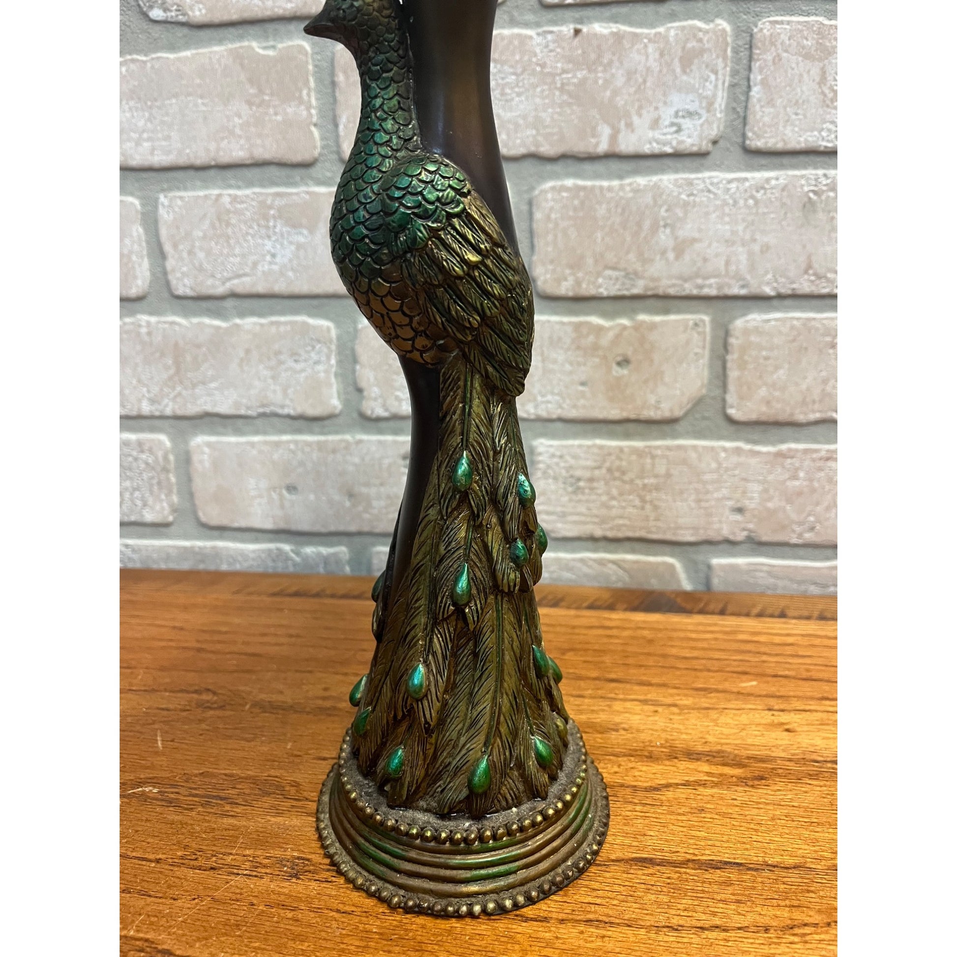 Vintage Mid-Century MCM Peacock Table Candle Holder Single 11.75"