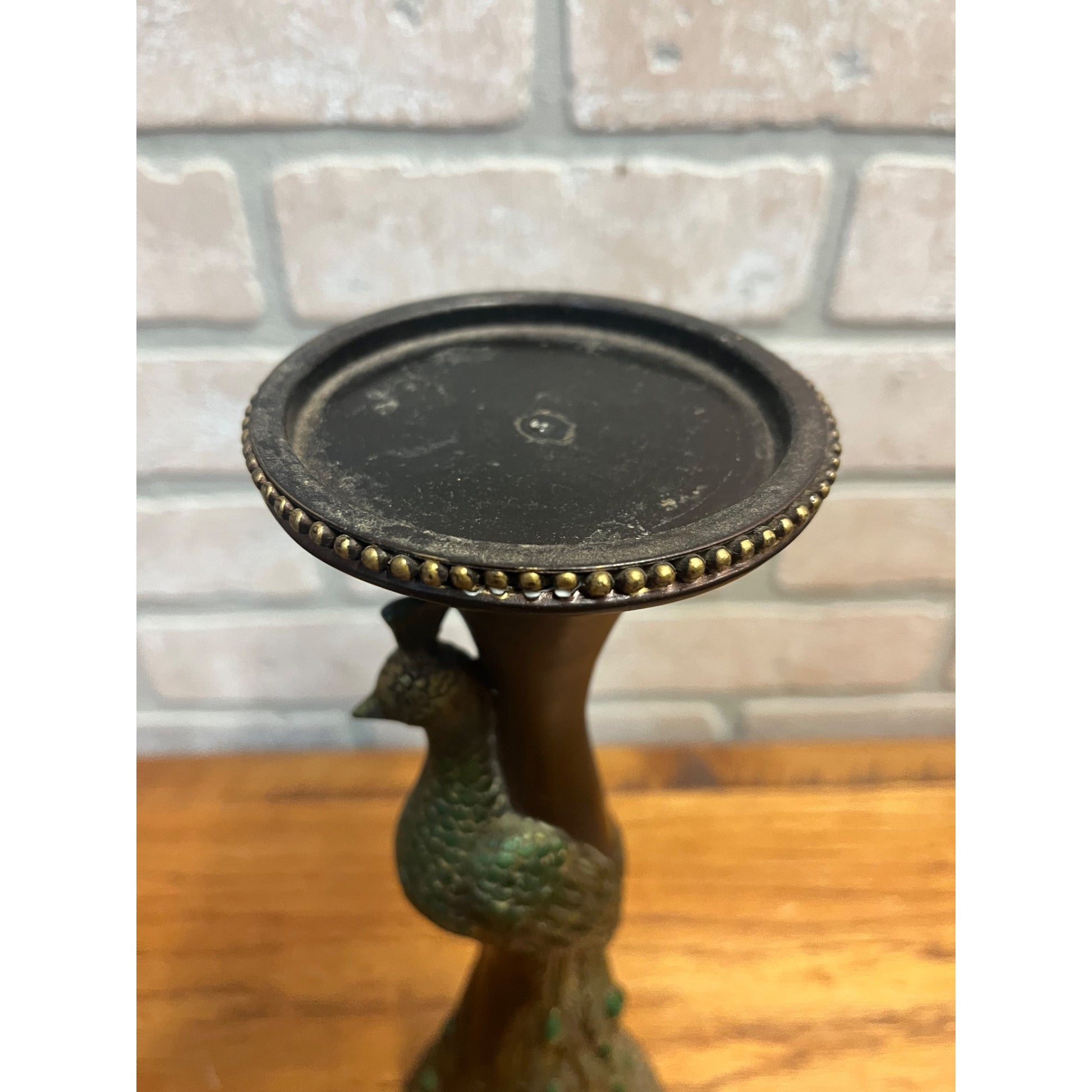 Vintage Mid-Century MCM Peacock Table Candle Holder Single 11.75"