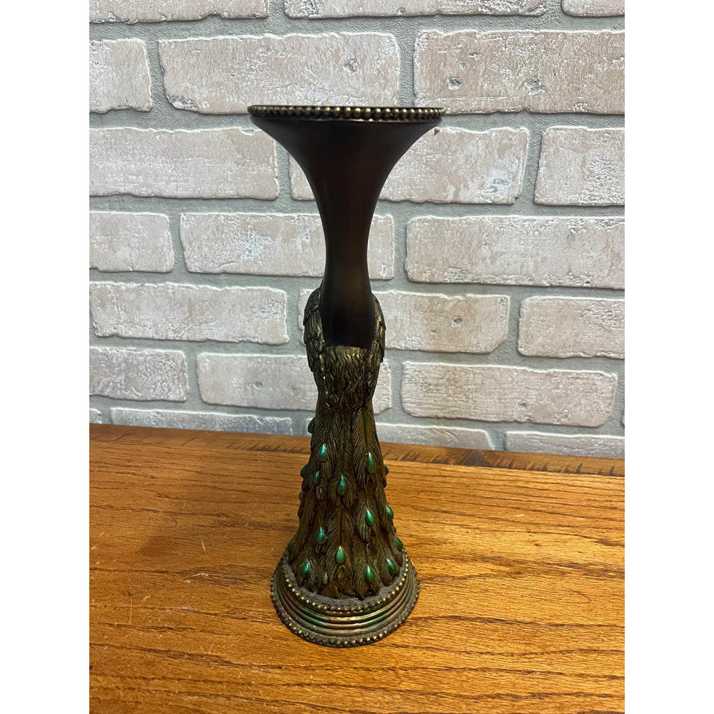 Vintage Mid-Century MCM Peacock Table Candle Holder Single 11.75"