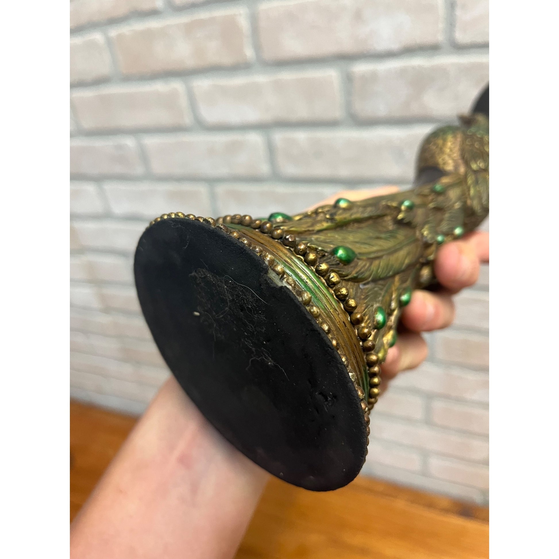 Vintage Mid-Century MCM Peacock Table Candle Holder Single 11.75"