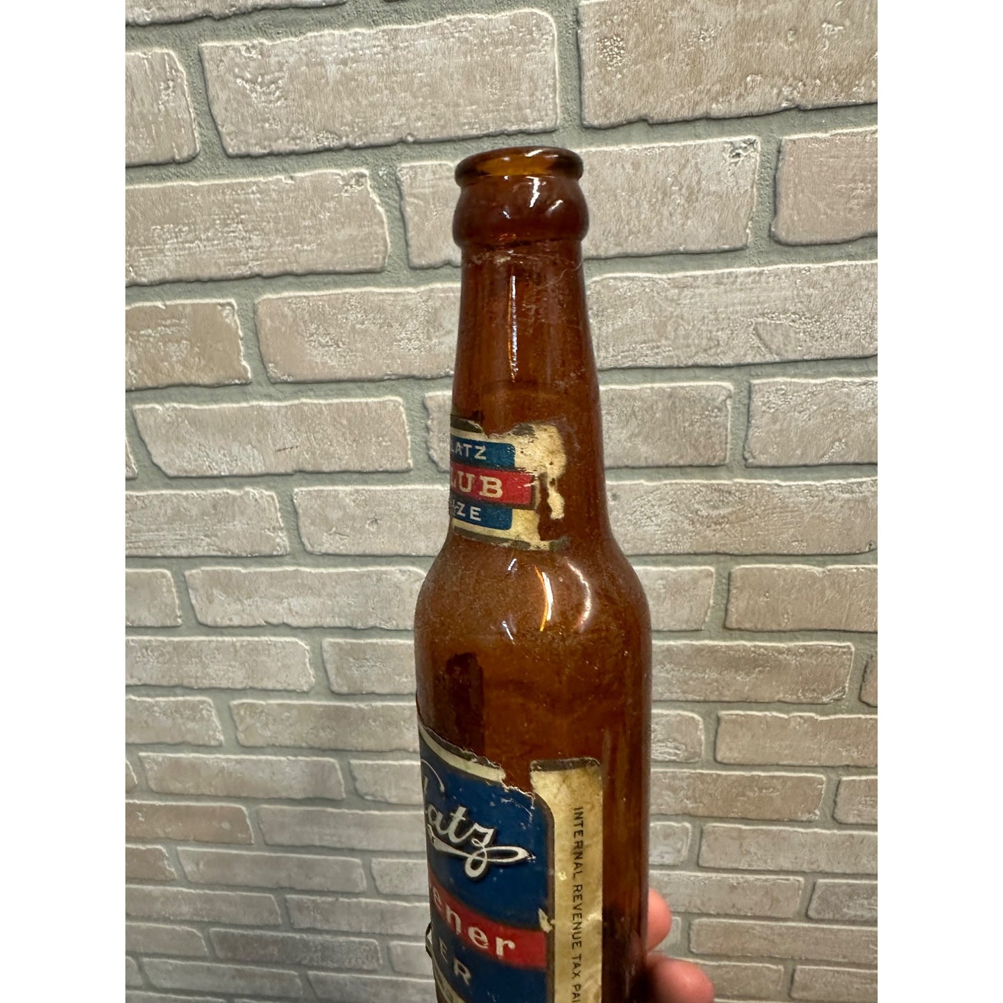 Vintage 1940s Blatz Pilsner Beer Bottle w/ Paper Label IRTP Club Size