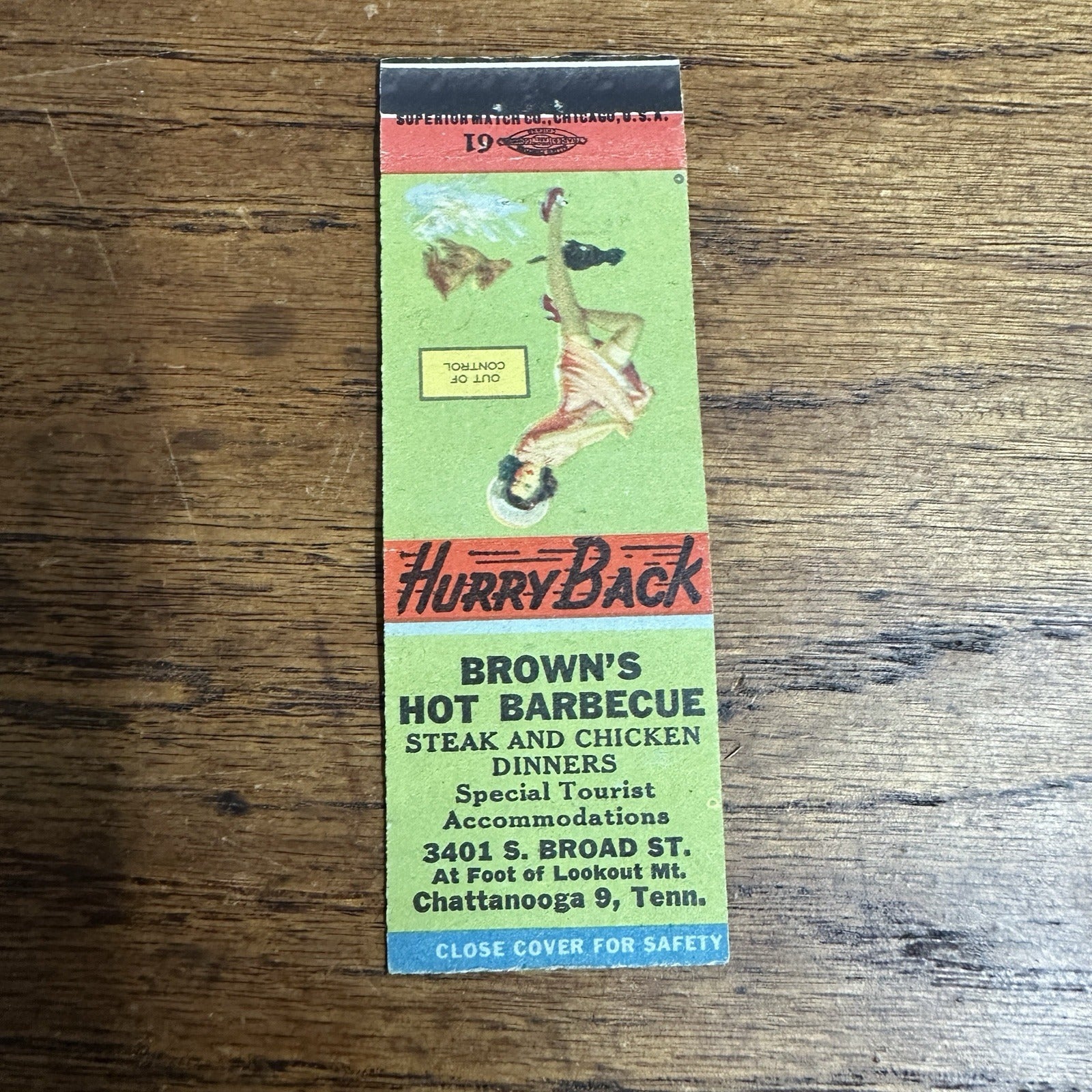 1940s 1950s Pinup Girlie Girly Matchbook Cover Brown's Chattanooga TN