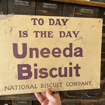 Vintage Uneeda Biscuit Advertising Cardboard Sign General Store Soda Cracker