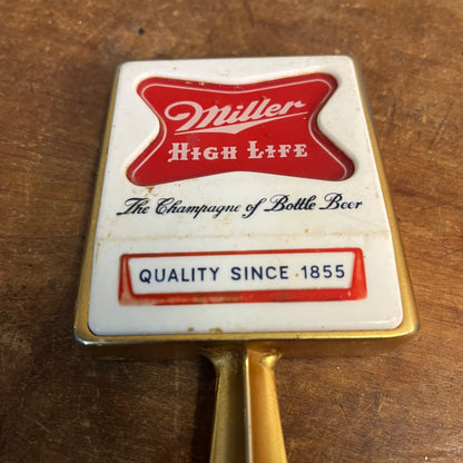 MILLER HIGH LIFE TAP HANDLE BRASS & PLASTIC THE CHAMPAGNE OF BOTTLE BEER