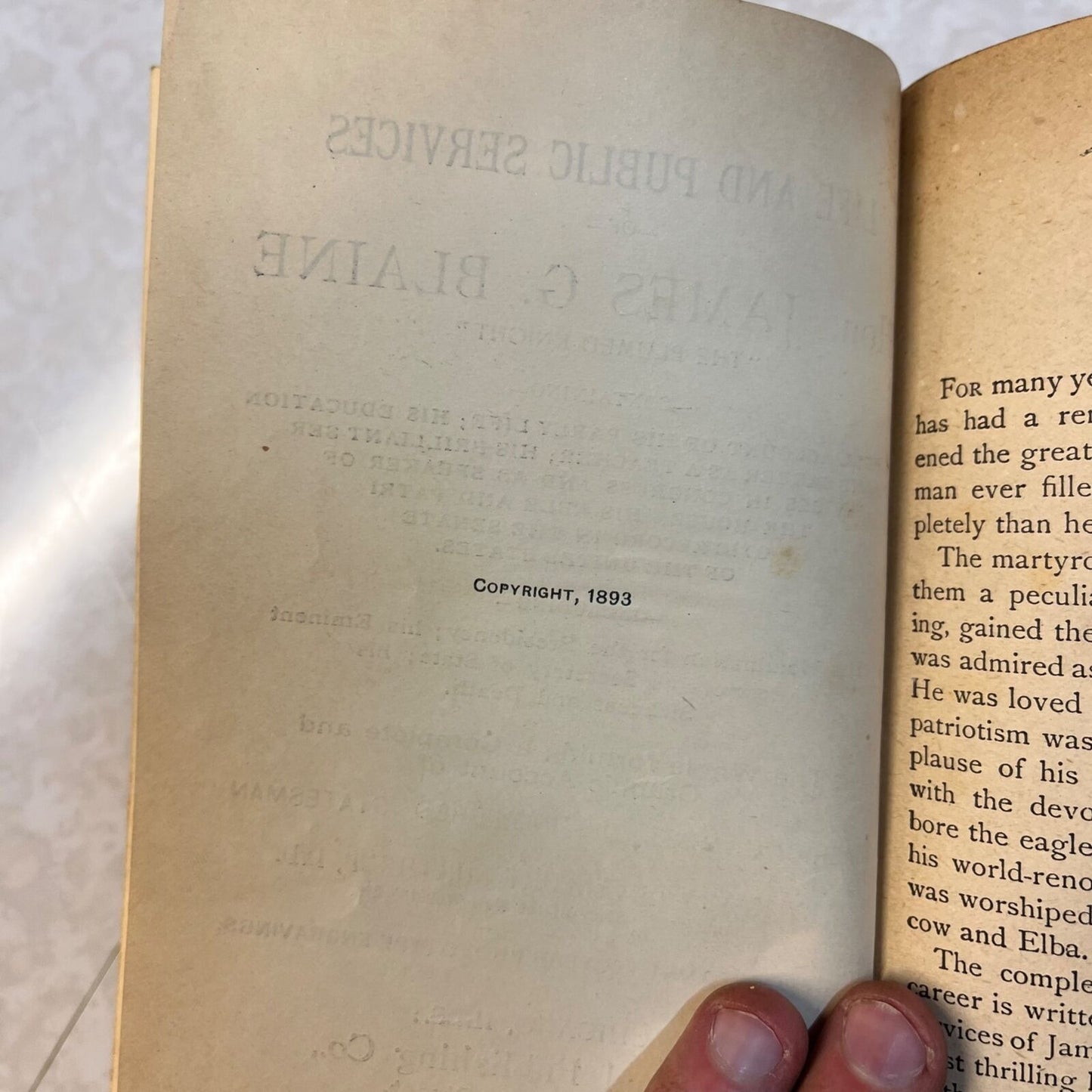 Antique 1893 “Life & Public Services of James G. Blaine” Hardcover Book Historic