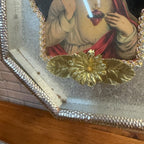 Vintage Catholic Sacred Heart Jesus Mary Shadow Box Shrine Crucifix Wall Hanging