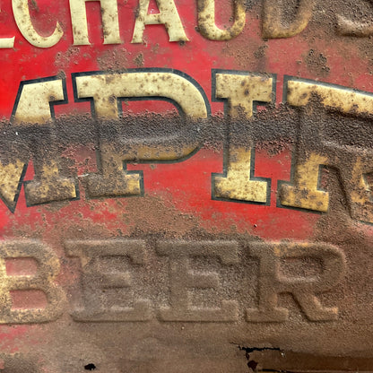 SCARCE Vintage Bechaud's Empire Beer Tin Advertising Sign Fond du Lac Wis