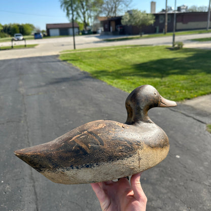 Vintage Gus Nelow Hen Mallard Duck Decoy Wooden Wisconsin