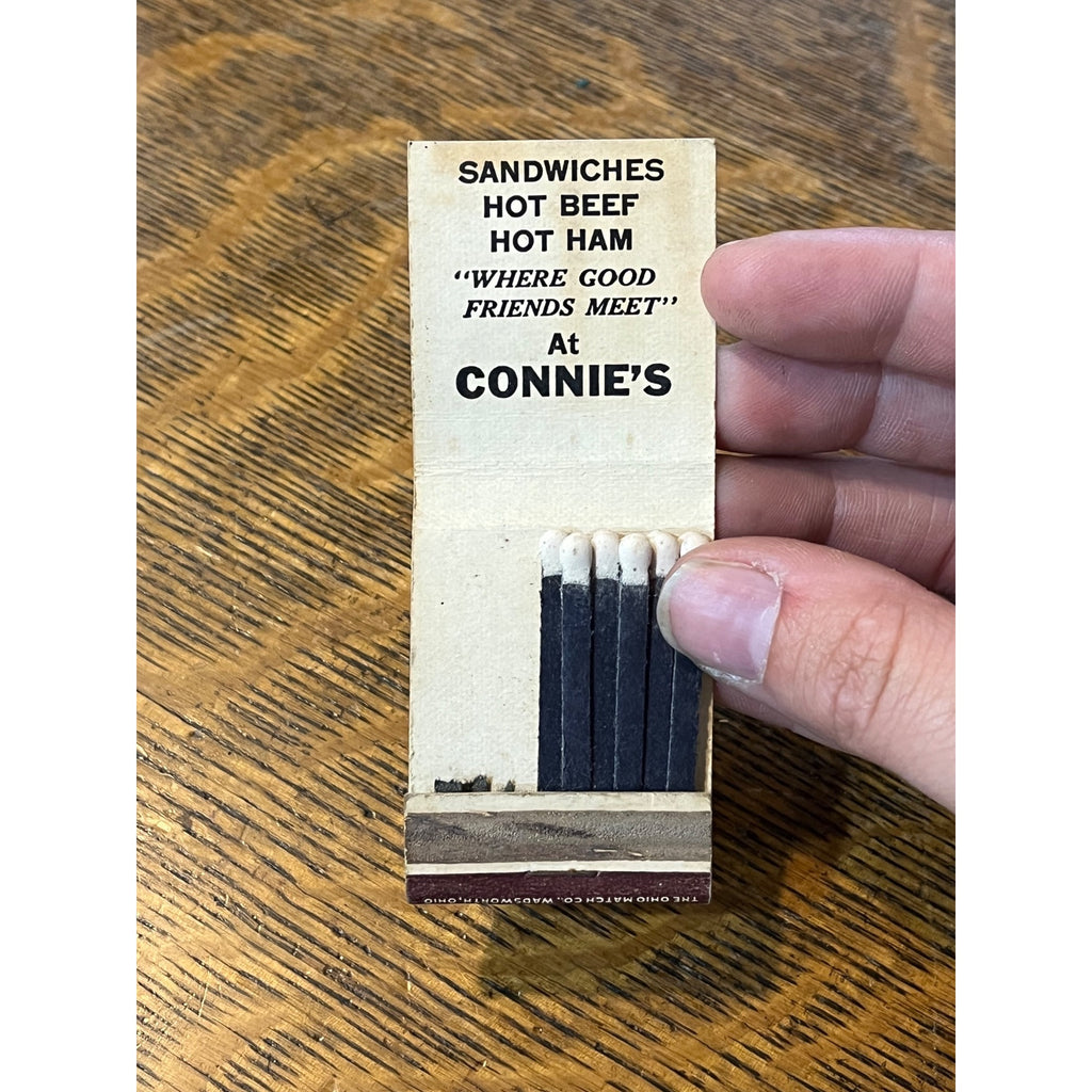 Vintage Matchbook Advertising - Connie’s Bar - Oshkosh, Wis Outdoors Hunting Wildlife