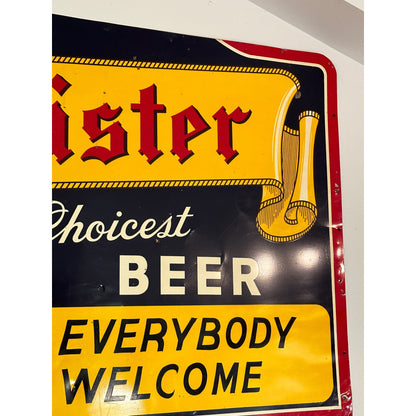 Vintage 1940s Drink Braumeister Milwaukee Beer Metal Advertising Sign 8ft x 5ft