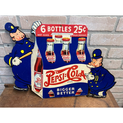 PEPSI COLA "PEPSI & PETE"  CARDBOARD DIECUT DOUBLE-SIDED ADVERTISING SIGN