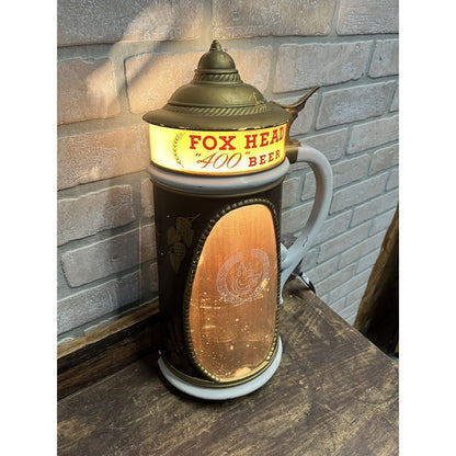 Vintage 1950s Fox Head Beer Lighted Bar Advertising Sign - Works!