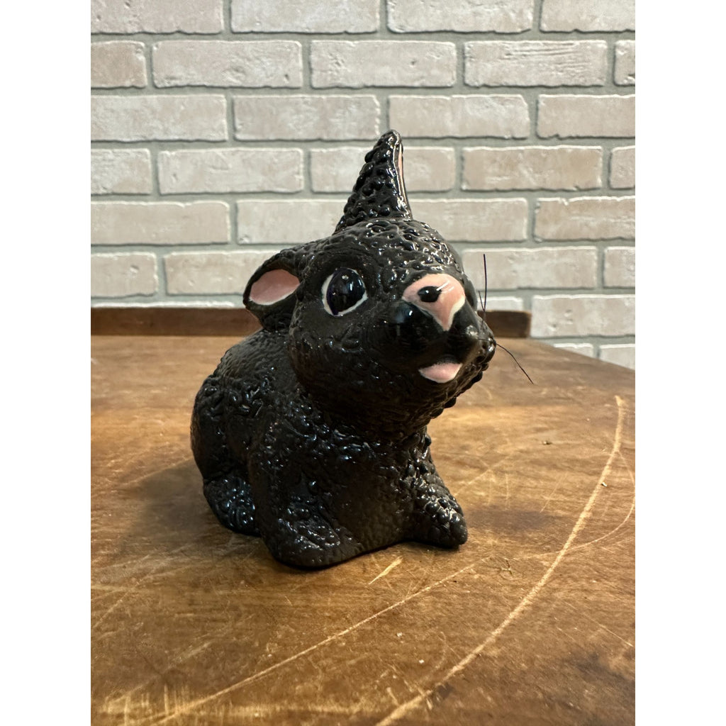 (2) Black Ceramic Easter Rabbit Bunnies Decor