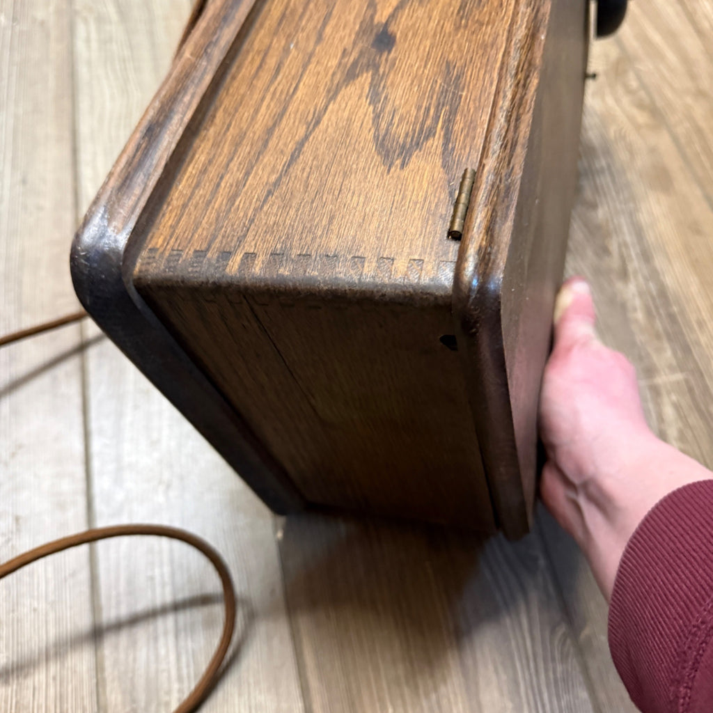 Antique Oak  Wall Mount Telephone