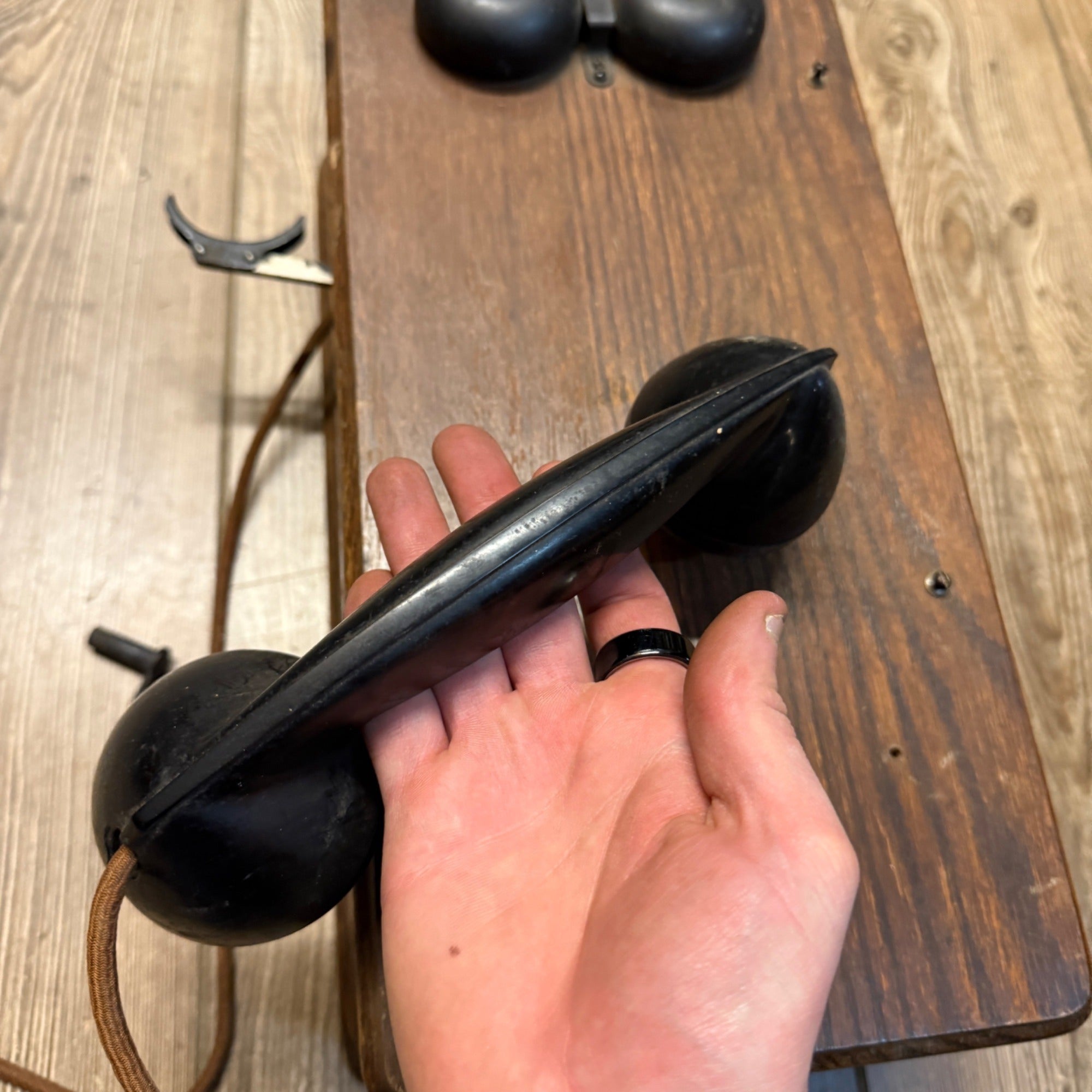 Antique Oak  Wall Mount Telephone