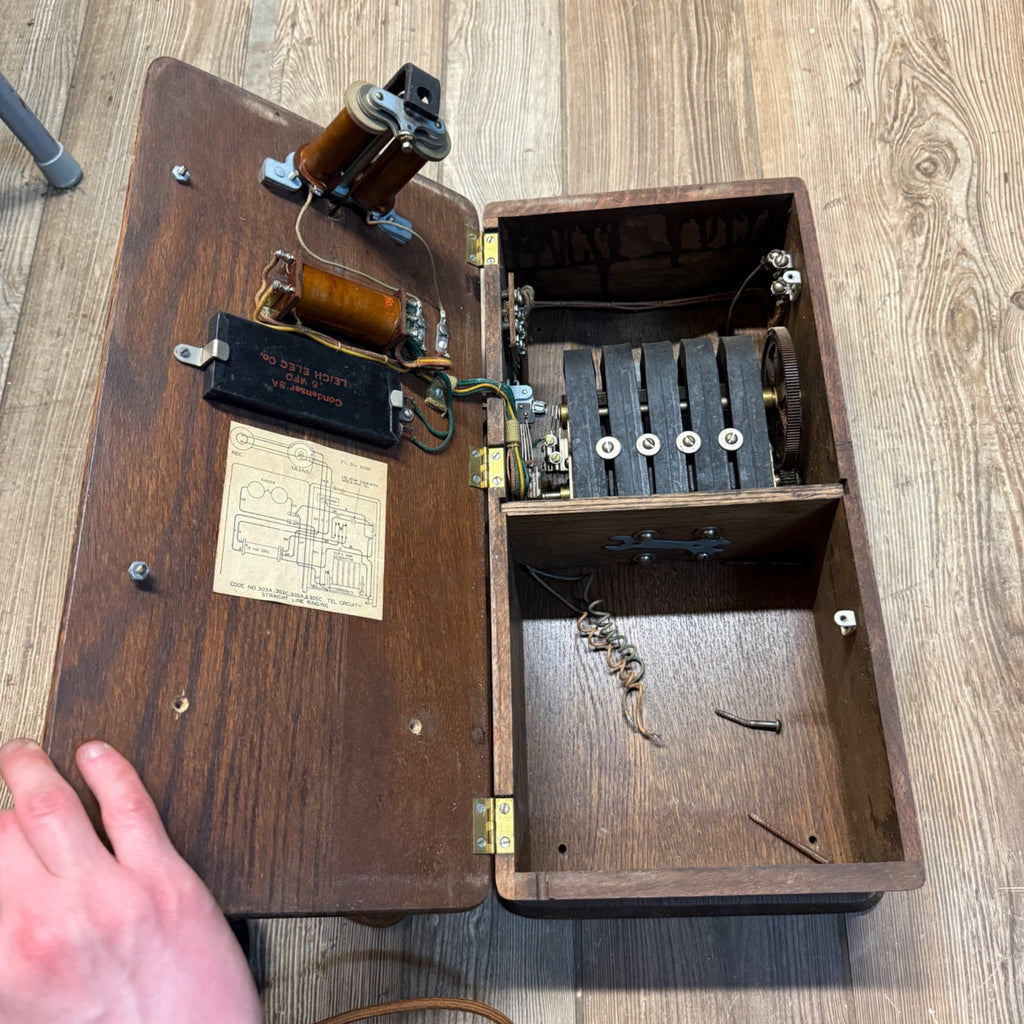 Antique Oak  Wall Mount Telephone