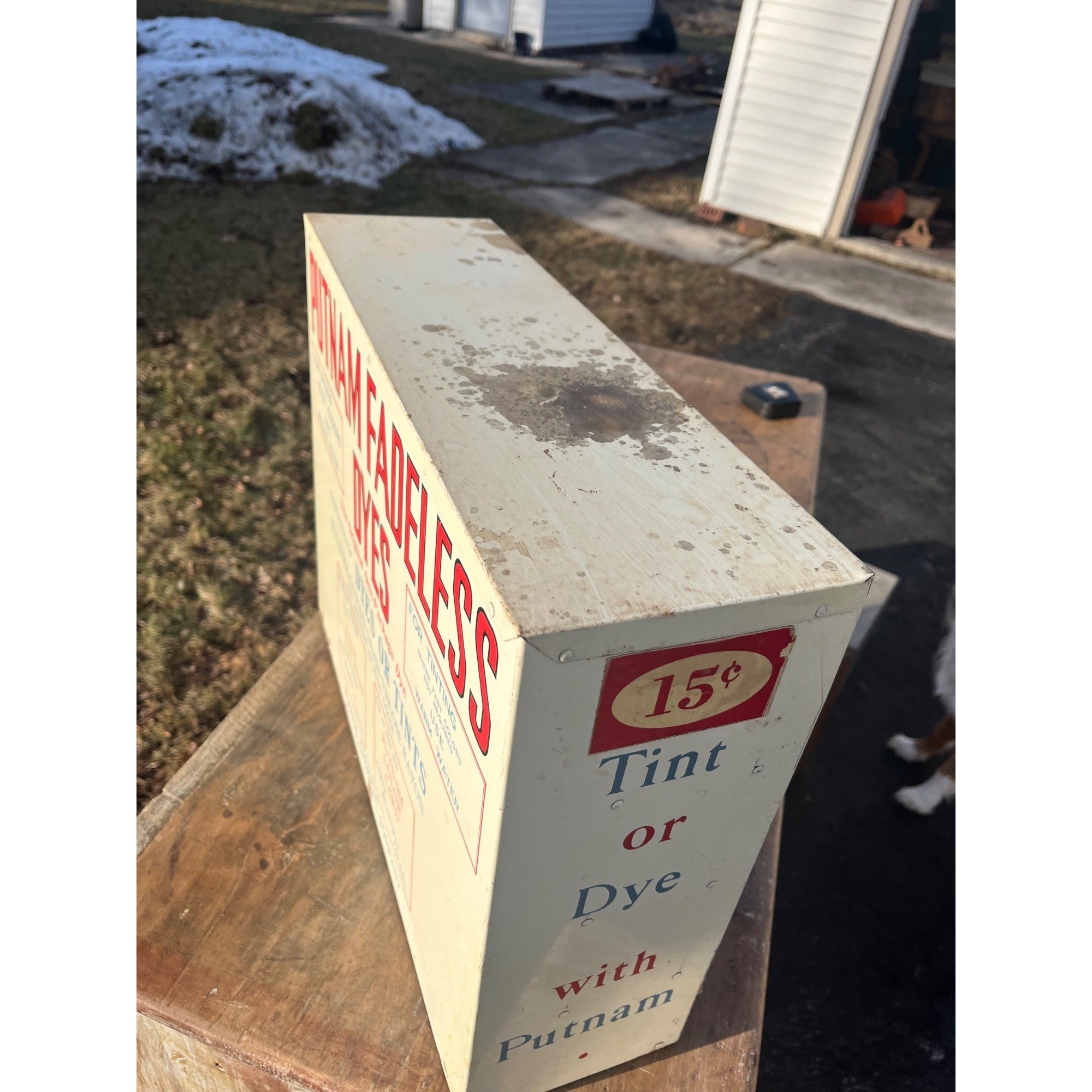 Vintage Putnam Fadless Dyes General Store Advetising Display Cabinet Shelf Sign