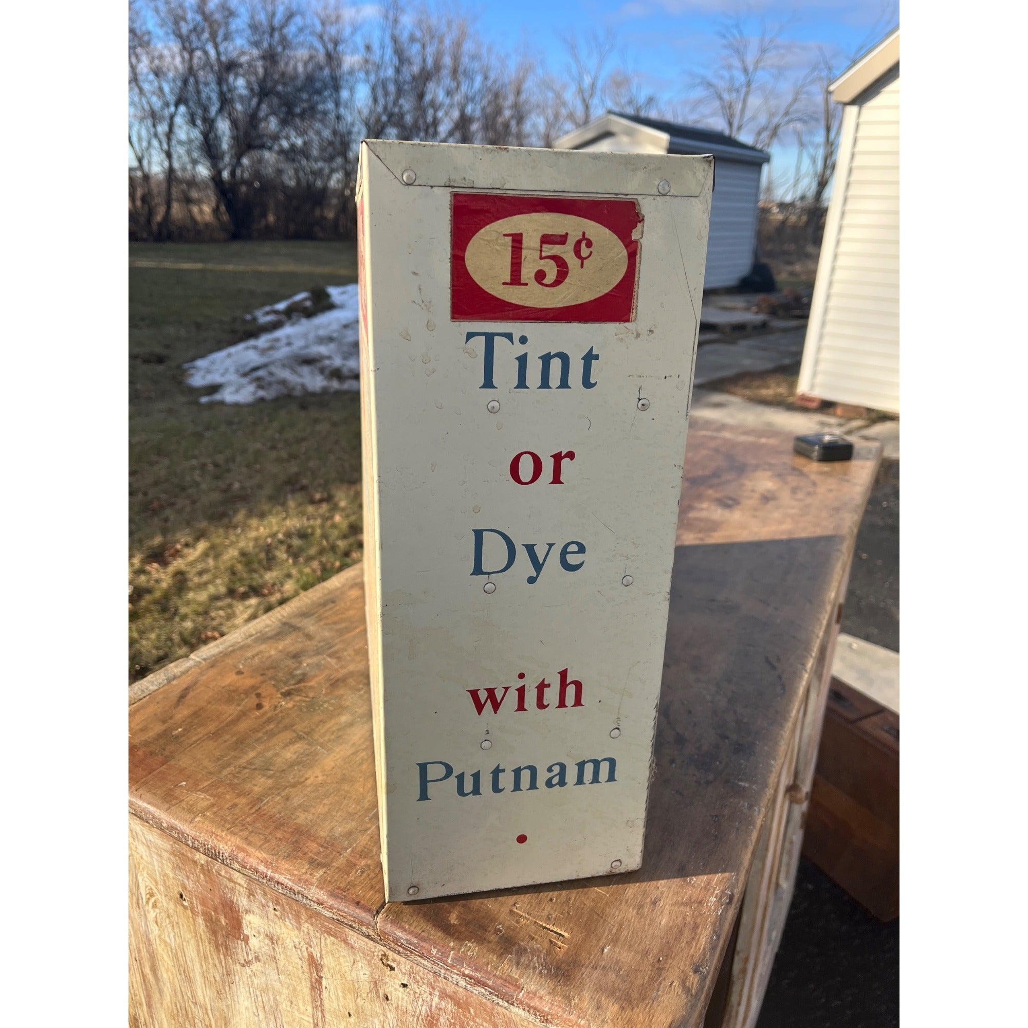 Vintage Putnam Fadless Dyes General Store Advetising Display Cabinet Shelf Sign