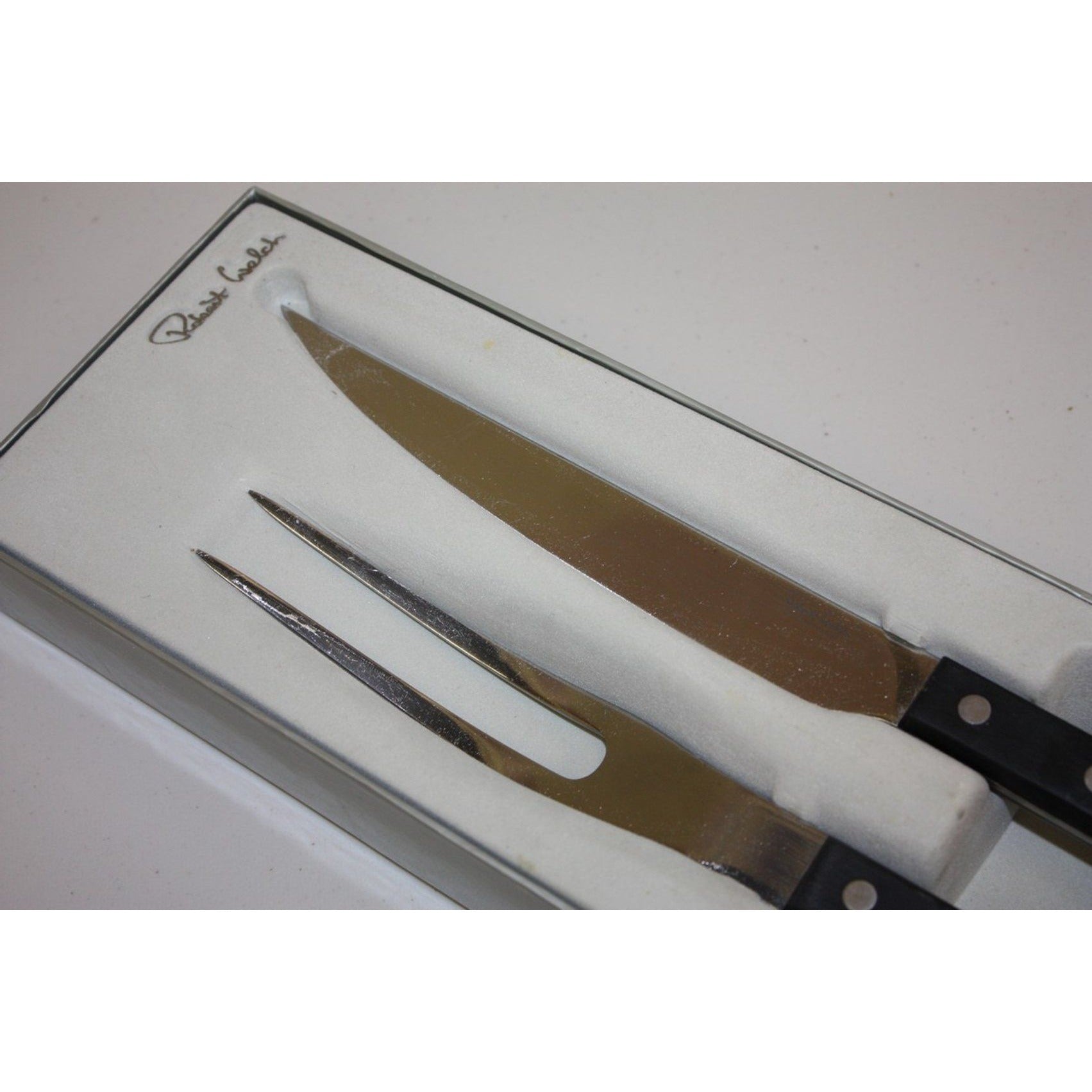 Vintage Robert Welch Trattoria Two Piece Carving Knife and Fork Set, IN BOX