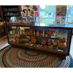 Antique General Store Mercantile 8ft Display Case Oak Counter Cabinet Glass Showcase