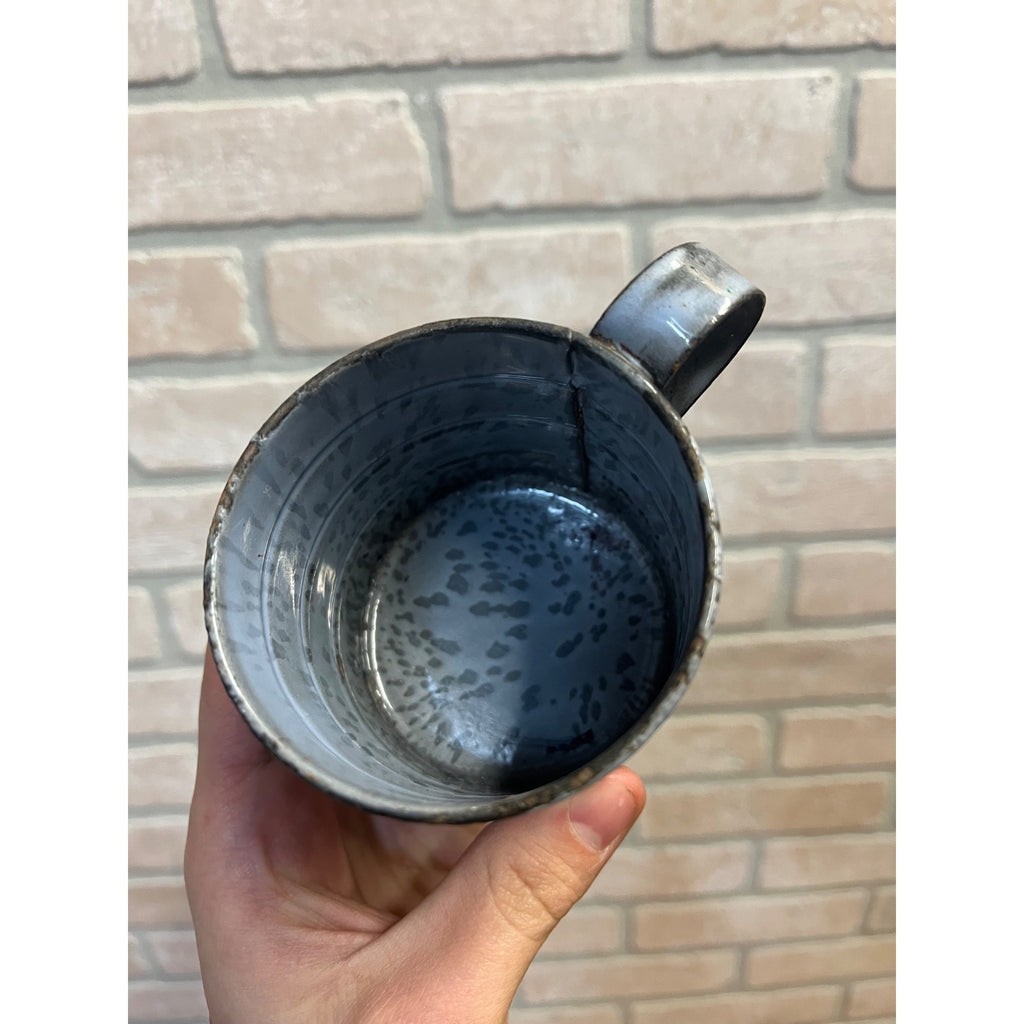 Antique Primitive Graniteware Enamelware Gray Measure Cup Farmhouse Kitchen Decor