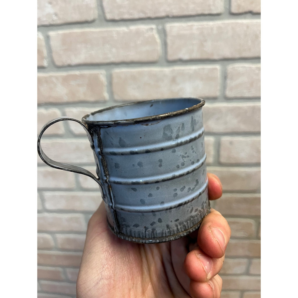 Antique Primitive Graniteware Enamelware Gray Measure Cup Farmhouse Kitchen Decor