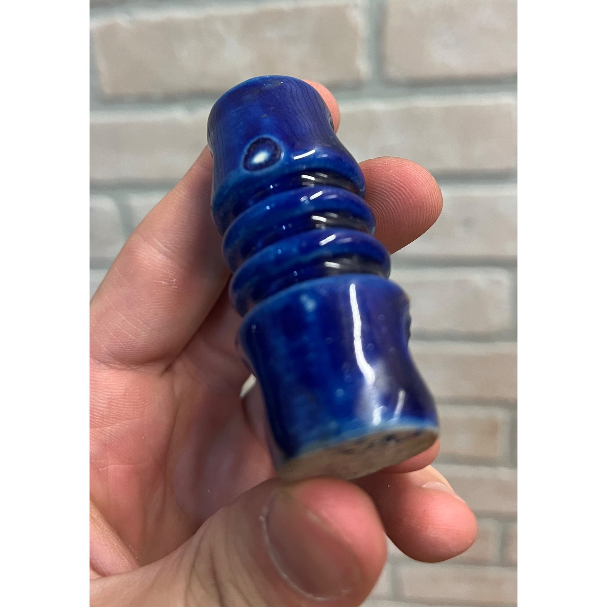Vintage Cobalt Blue Porcelain Guide Wire Insulator 2.5" Double Hole