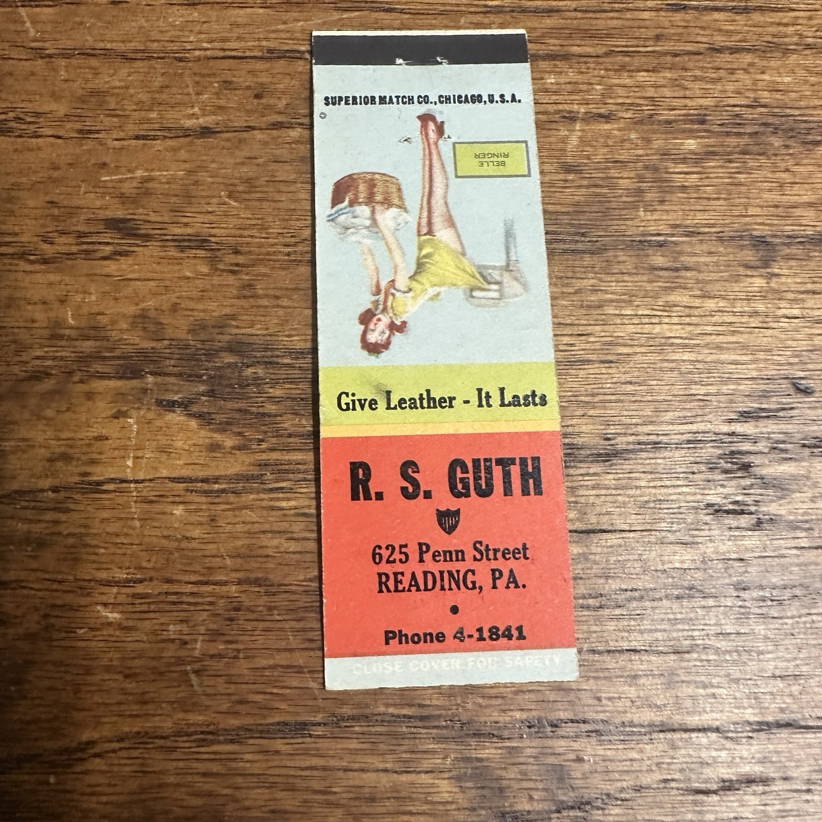 1940s 1950s Pinup Girl Girlie Matchbook Cover Reading PA R.S. Guth