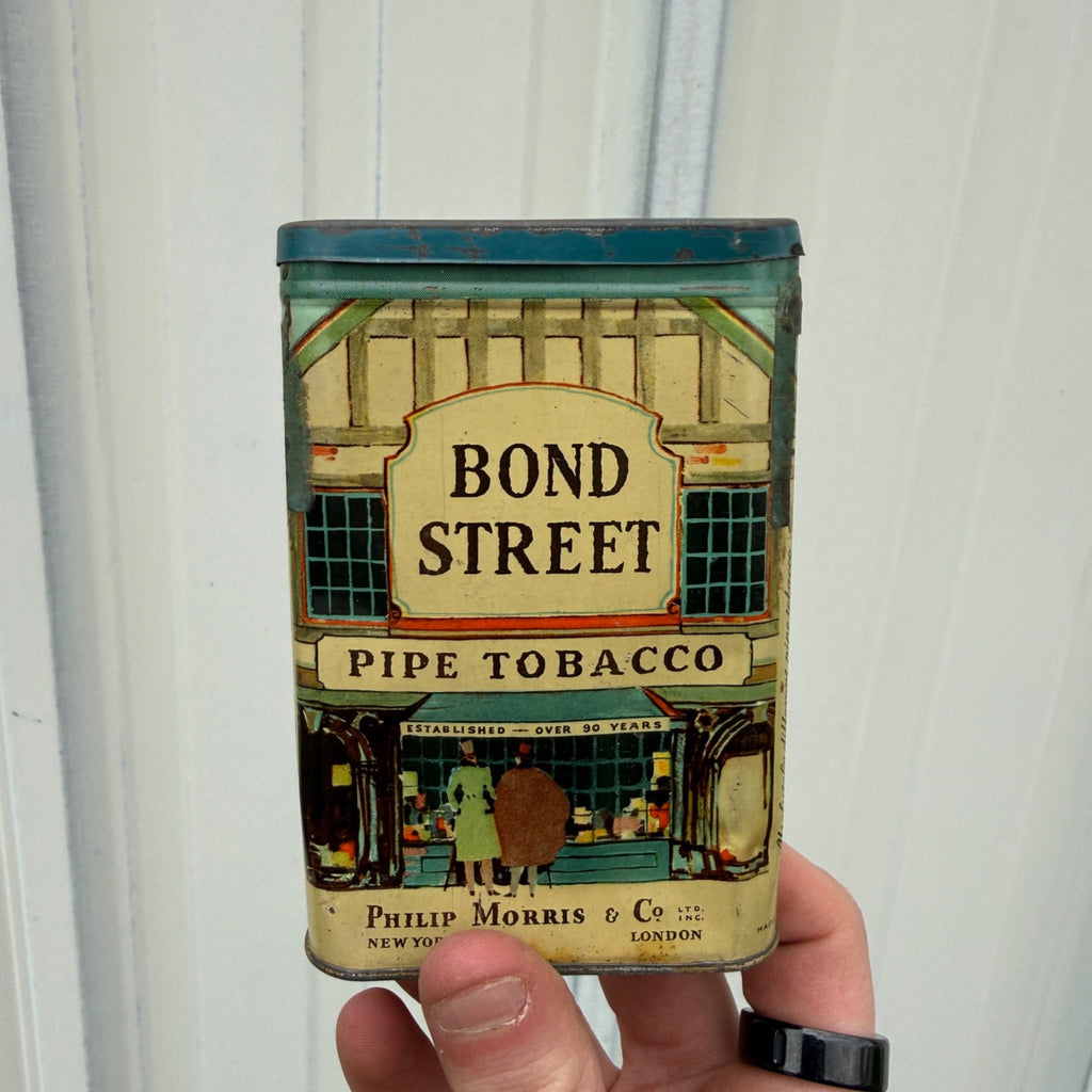 Vintage Bond Street Smoking Tobacco Empty Vertical Pocket Tin Advertising