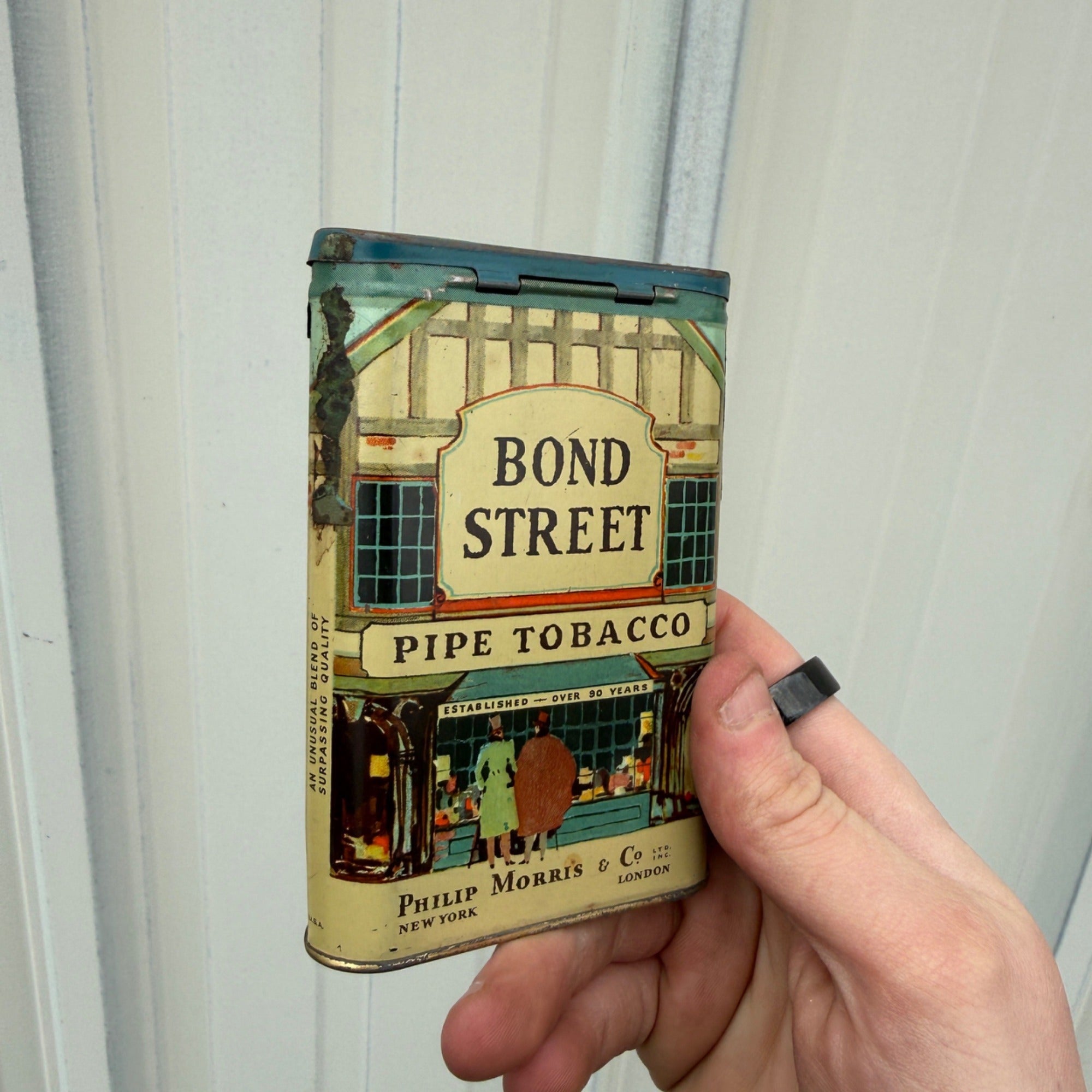 Vintage Bond Street Smoking Tobacco Empty Vertical Pocket Tin Advertising