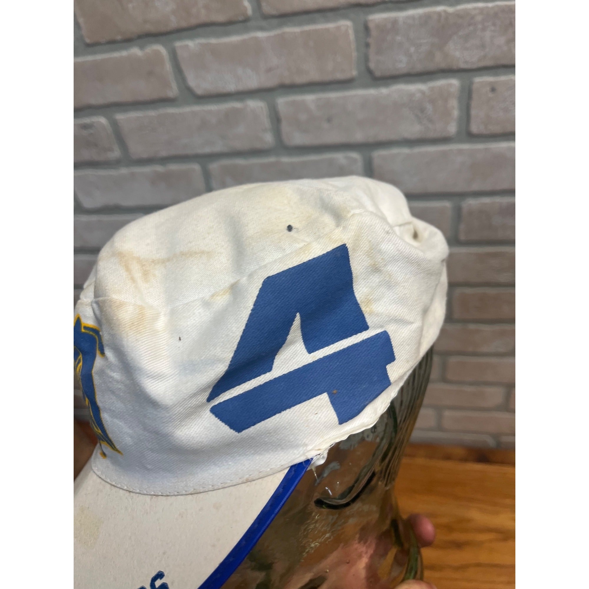 Vintage Marquette Warriors Banned Logo Painters Hat Miller Lite Beer Advertising