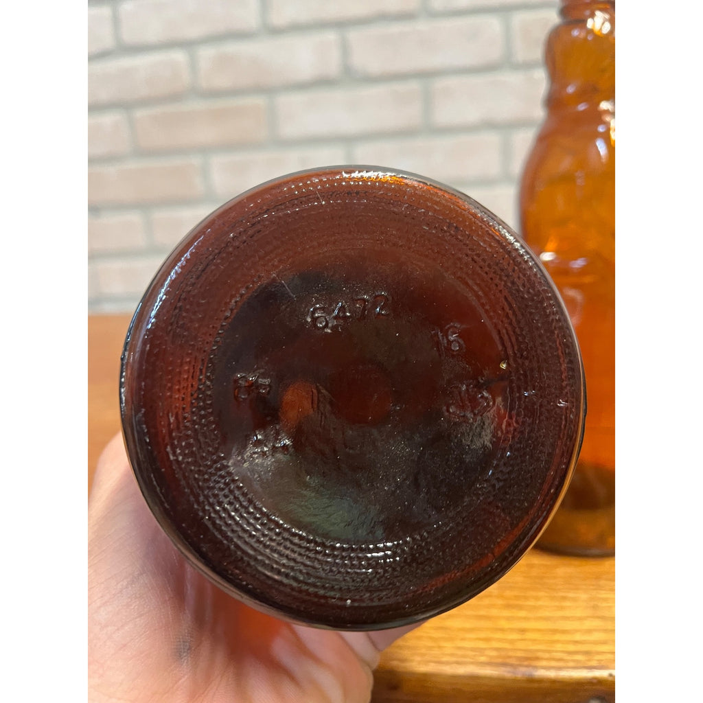 Vintage Mrs Buttersworth Maple Syrup Amber Glass Bottles Lot (2) 10"
