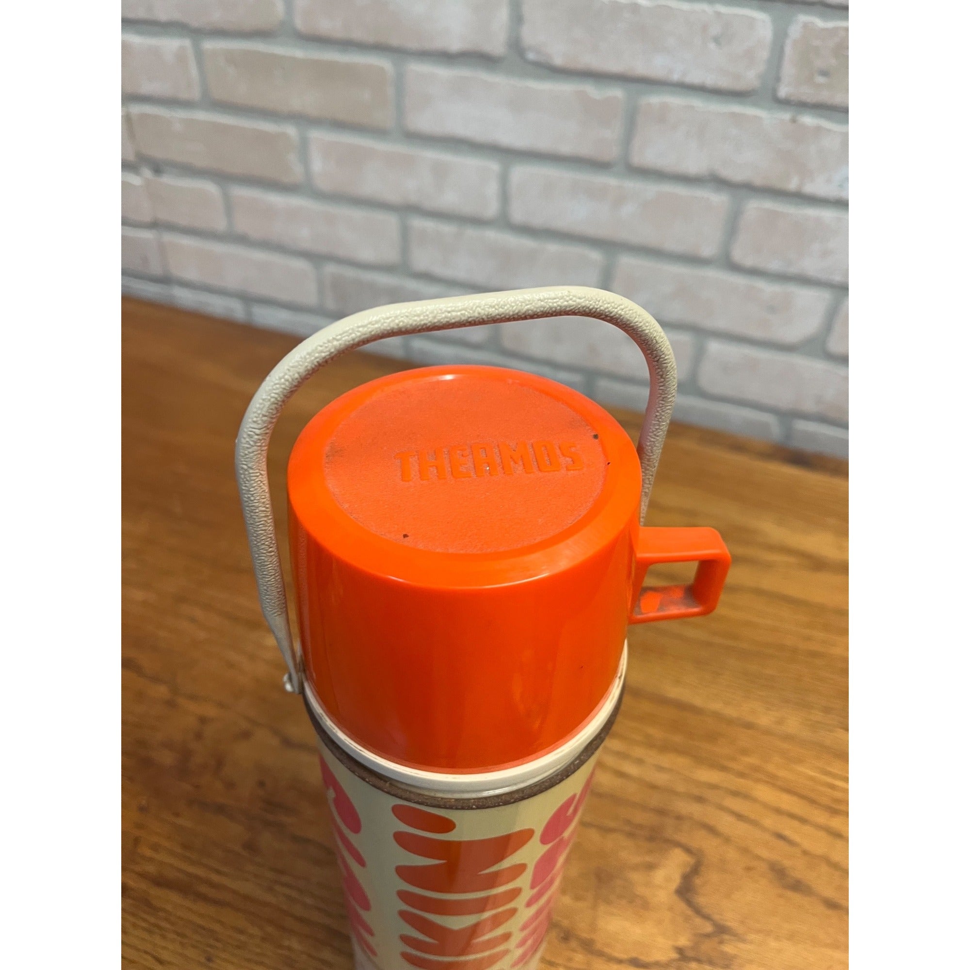 Vintage 1990 Dunkin Donuts Thermos Supergraphic Vacuum Bottle Coupon Orange